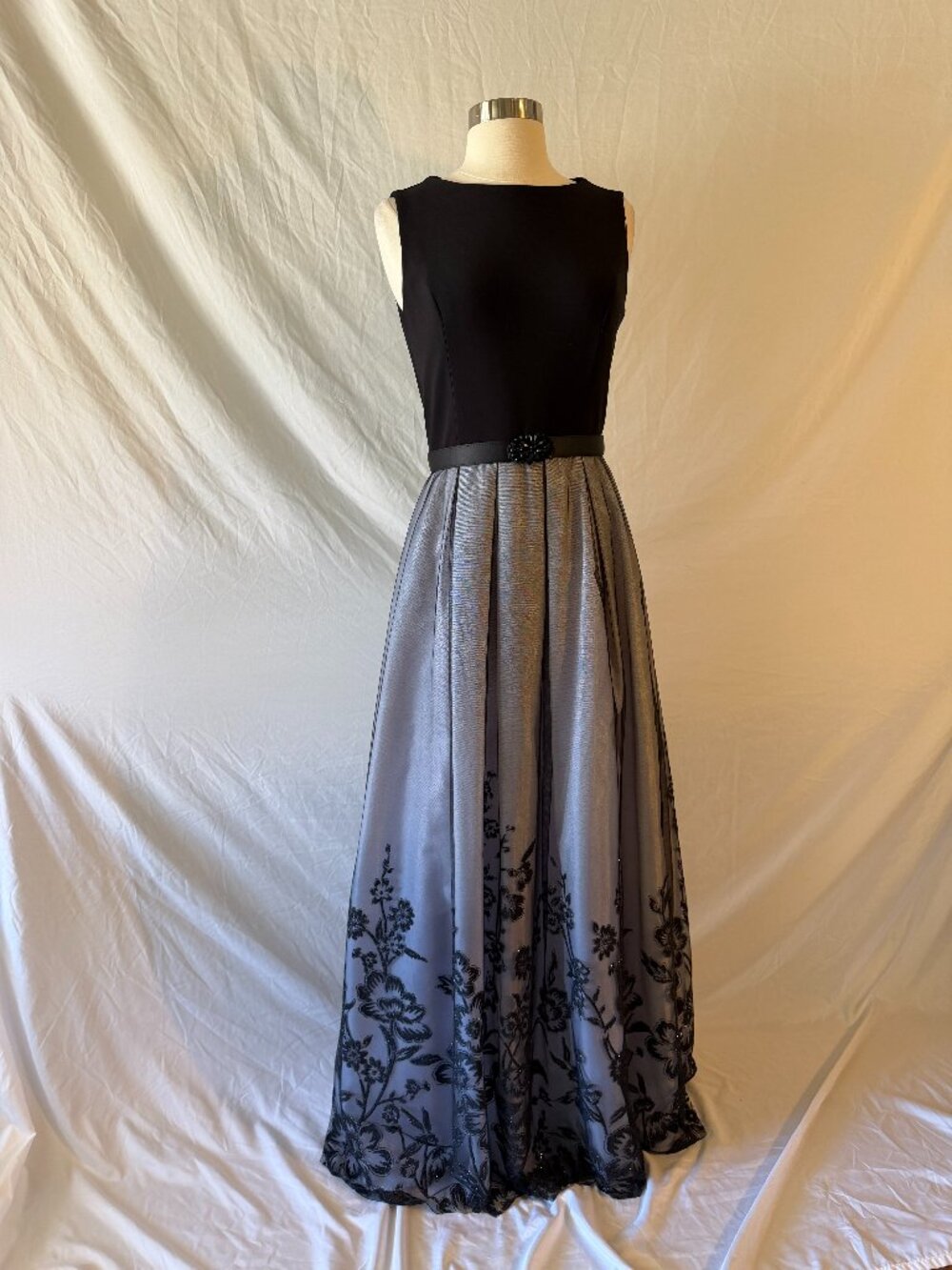 Long Black Formal with Detailed Lace Overlay